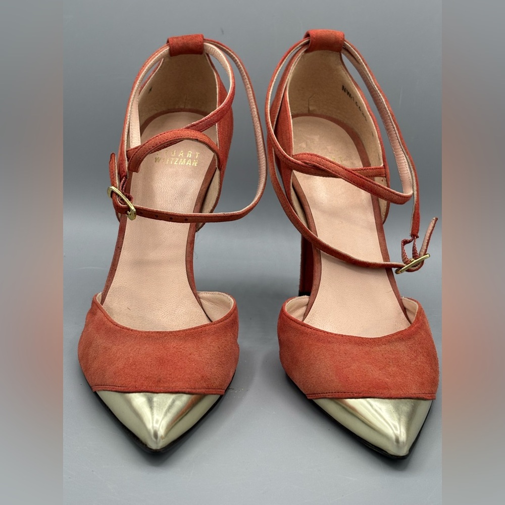 Stuart Weitzman Women's Rust and Gold Heels